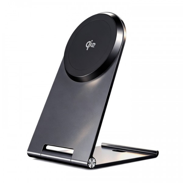 TEPNICAL ワイヤレス充電器 【1 台 2 役・ 8mm極薄設計・2026 新登場】/ WPC Qi2 公式認証取得/最大 25W 爆速急速充電】マグネット式スマホスタンド 航空級アルミ放熱 0～90° 無段階角度調整 傷つき/滑り/落下全方位ガード 4重安全保護・低温制御・金属異物検知搭載